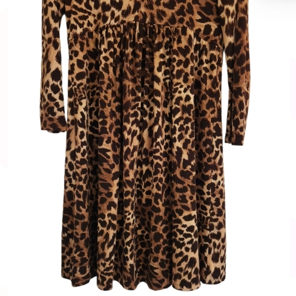MICHEAL KORS LEOPARD PRINT BABYDOLL LONGSLEEVE DRESS SZ SP - Picture 4 of 6